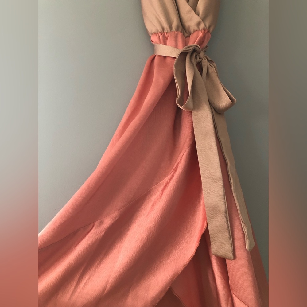NWOT VICI Ansley Satin Color-block High Low Maxi Dress (Wedding Guest Dress!) - Picture 2 of 7